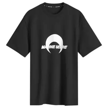 Футболка свободного кроя из хлопкового джерси Marine Serre, черный