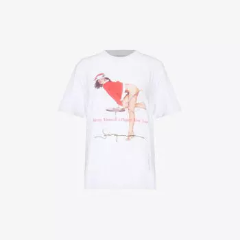 Футболка свободного кроя из хлопкового джерси с графическим принтом Stella Mccartney, белый