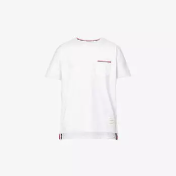 Футболка свободного кроя из хлопкового джерси с накладными карманами Thom Browne, белый