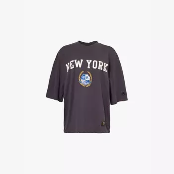 Футболка свободного кроя из хлопкового джерси с текстовым принтом Champion, черный