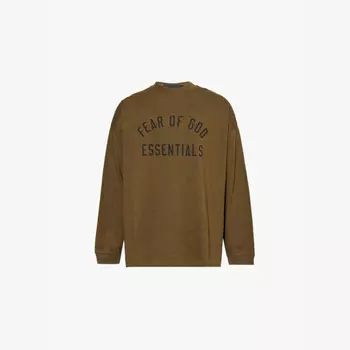 Футболка свободного кроя из хлопкового джерси с длинными рукавами Fear Of God Essentials, зеленый