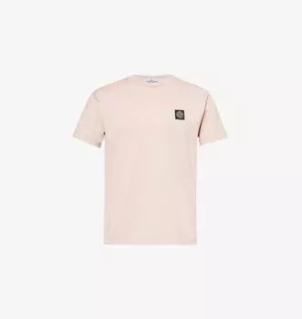 Футболка свободного кроя из хлопкового джерси с короткими рукавами и фирменной нашивкой Stone Island, розовый