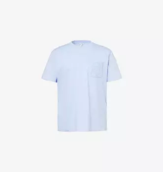 Футболка свободного кроя из хлопкового джерси с вышитым карманом Loewe, голубой