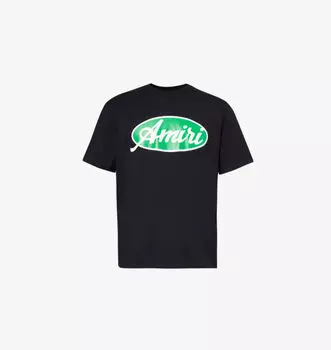 Футболка свободного кроя из хлопкового трикотажа овальной формы с короткими рукавами Amiri, черный