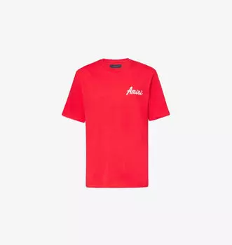 Футболка свободного кроя из хлопкового трикотажа с короткими рукавами. Amiri, красный