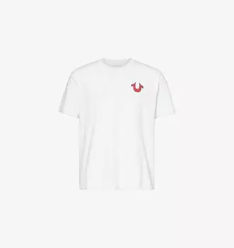 Футболка свободного кроя из хлопкового трикотажа с короткими рукавами и аппликацией Blazing Tour True Religion, белый