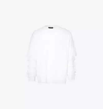 Футболка свободного кроя из хлопкового трикотажа с оборками Simone Rocha, белый