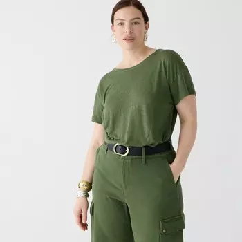 Футболка свободного кроя из льна J.Crew, зеленый