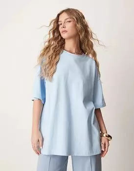 Футболка свободного кроя из плотного хлопка синего цвета ASOS DESIGN