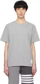 Футболка свободного кроя из серого джерси с боковыми разрезами Thom Browne