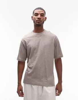 Футболка свободного кроя из смесового льна Topman - NUDE