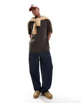 Футболка свободного кроя потертого цвета шоколадного цвета