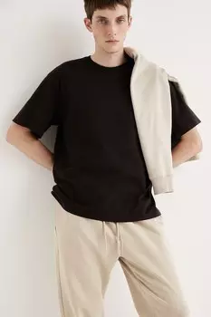 Футболка свободного кроя с эффектом потертости H&M, коричневый
