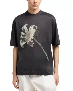 Футболка свободного кроя с цветочным принтом Emporio Armani, черный