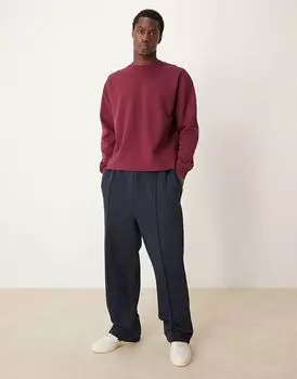 Футболка свободного кроя с длинным рукавом из премиального интерлока плотностью 300 г/м бордового цвета ASOS DESIGN