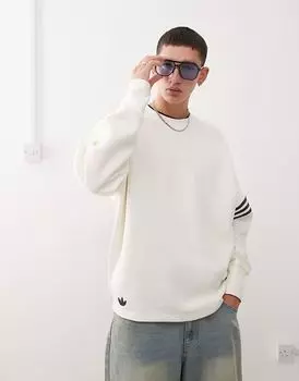 Футболка свободного кроя с длинными рукавами Adidas Originals Neuclassics в цвете «кремовый»