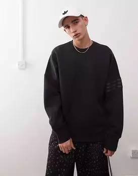 Футболка свободного кроя с длинными рукавами Adidas Originals Neuclassics черного цвета