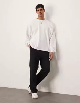Футболка свободного кроя с длинными рукавами ASOS DESIGN бежевого цвета