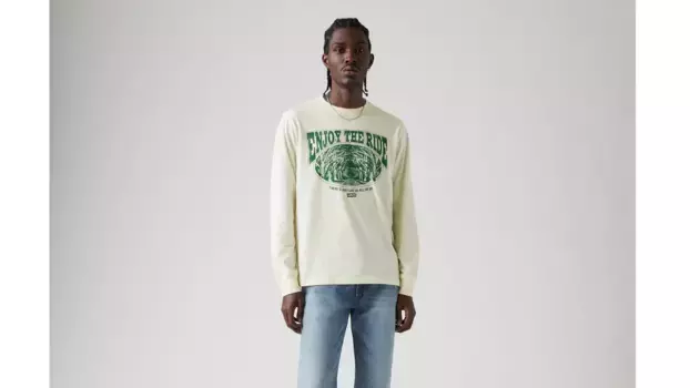 Футболка свободного кроя с длинными рукавами и графическим рисунком Levi's, белый