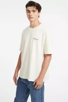 Футболка свободного кроя с графическим логотипом на спине Guess Jeans, бежевый