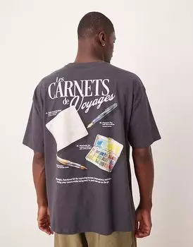 Футболка свободного кроя с графическим принтом ASOS DESIGN черного цвета