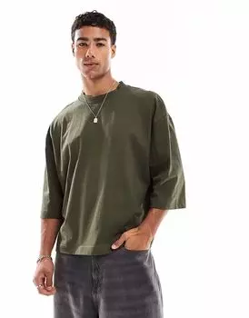 Футболка свободного кроя с коротким рукавом ASOS DESIGN цвета хаки
