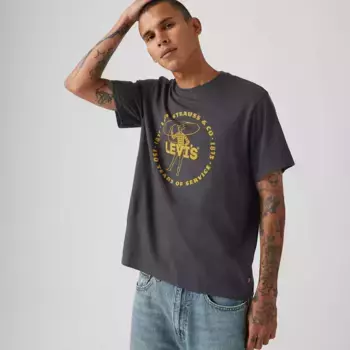 Футболка свободного кроя с коротким рукавом и графическим принтом Levi's, цвет Wagon Phanton - Black