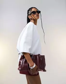 Футболка свободного кроя с короткими рукавами ASOS DESIGN кремового цвета