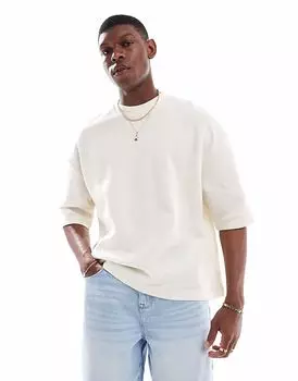 Футболка свободного кроя с короткими рукавами ASOS DESIGN бежевого цвета