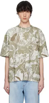 Футболка свободного кроя с круглым вырезом цвета «Off-White & Green» Acne Studios