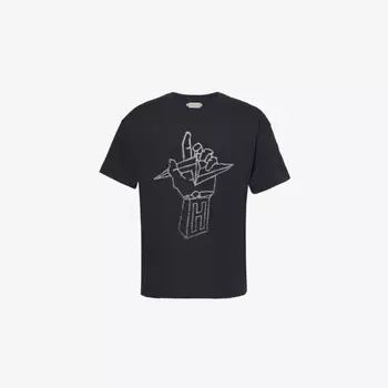 Футболка свободного кроя с круглым вырезом и принтом «Рука молнии» из хлопкового джерси Honor The Gift, черный