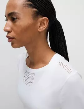 Футболка свободного кроя с круглым вырезом и лазерной резкой Goodmove, белый