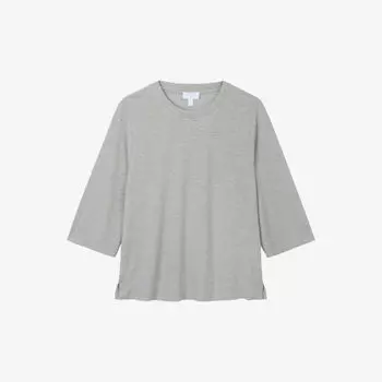 Футболка свободного кроя с круглым вырезом, расшитая пайетками стрейч The White Company, цвет champagne