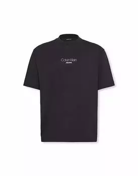 Футболка свободного кроя с логотипом Calvin Klein Jeans черного цвета