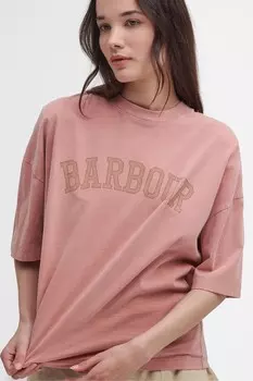 Футболка свободного кроя с логотипом elisha varsity, 100% хлопок Barbour, розовый