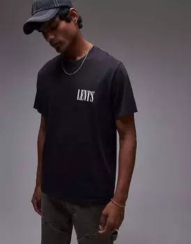 Футболка свободного кроя с логотипом Levi's serif черного цвета