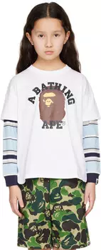 Футболка свободного кроя с многослойными рукавами для детей в колледже BAPE