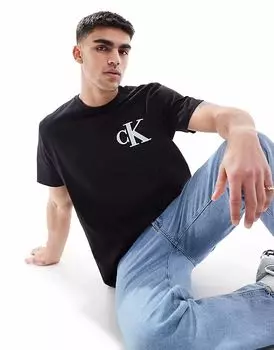 Футболка свободного кроя с нашивкой-логотипом Calvin Klein Jeans черного цвета