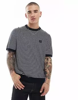 Футболка свободного кроя с полосками Orange Kanache темно-синего цвета от BOSS BOSS Orange