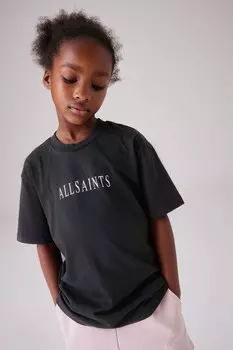 Футболка свободного кроя с принтом для девочек, 100% хлопок Smallsaints, черный