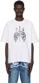 Футболка свободного кроя с принтом фото акулы BAPE, белый