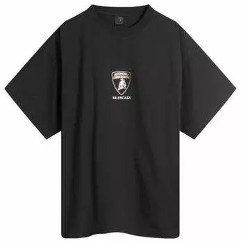 Футболка свободного кроя с принтом Lamborghini Shield Dry Jersey Balenciaga, черный