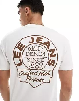 Футболка свободного кроя с принтом логотипа на спине в цвете «кремовый» Lee