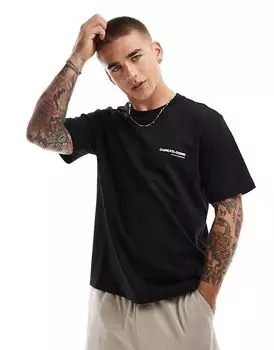 Футболка свободного кроя с принтом на спине черного цвета Jack & Jones
