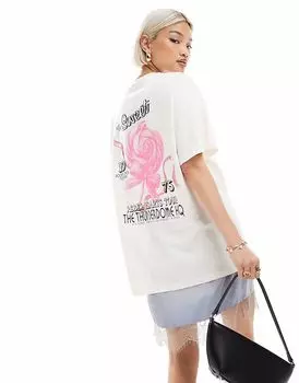 Футболка свободного кроя с принтом в виде милого банта Miss Selfridge белого цвета