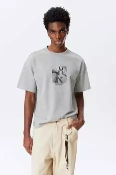 Футболка свободного кроя с принтом Weekday, серый