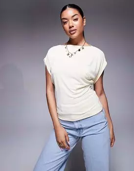 Футболка свободного кроя с рукавами-ангелками из купро от ASOS DESIGN цвета лимона