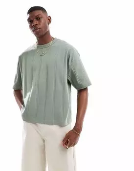 Футболка свободного кроя с широкими резинками ASOS DESIGN цвета хаки