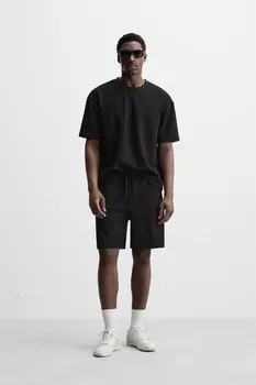 Футболка свободного кроя с текстурой ZARA, черный