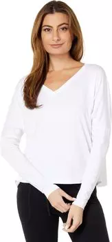 Футболка свободного кроя с V-образным вырезом и длинными рукавами Hard Tail, белый